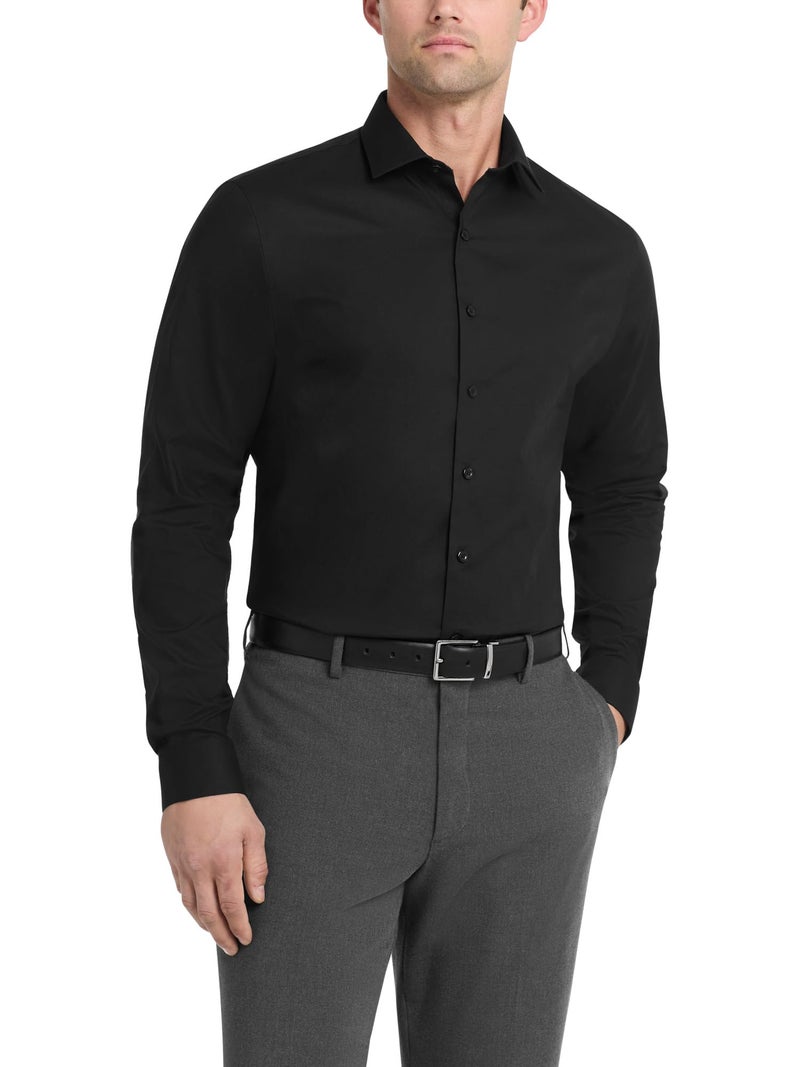 Kenneth Cole Unlisted by Kenneth Cole mens Slim Fit Solid Dress Shirt, Black, 18 -18.5 Neck 34 -35 Sleeve US - Image 1